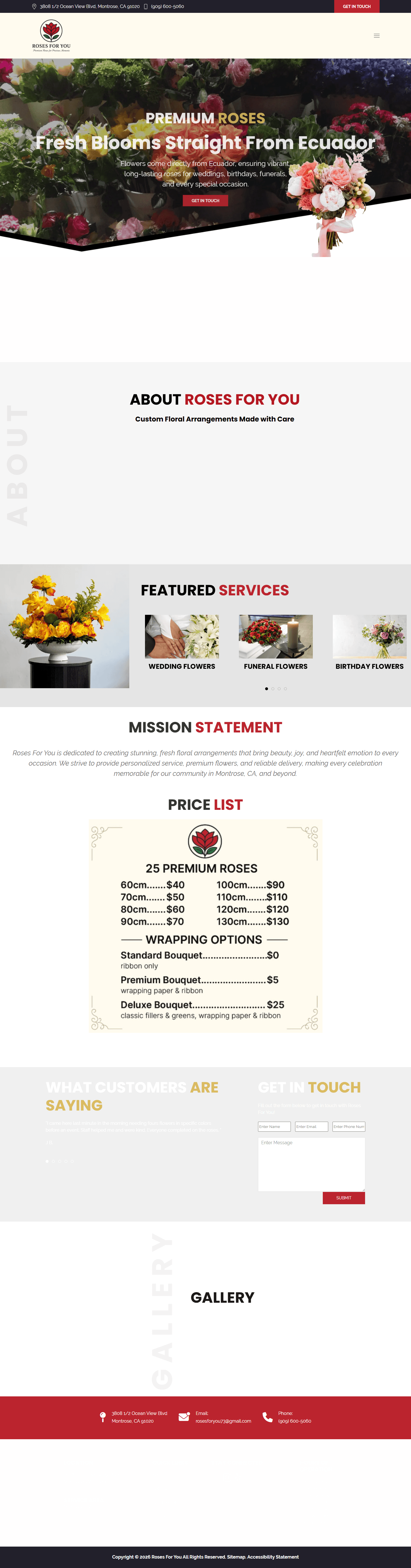 Before , full scroll of legacy florist site