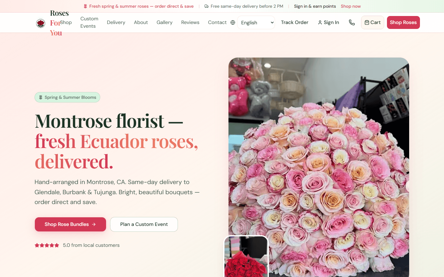 After , modern ecommerce florist homepage